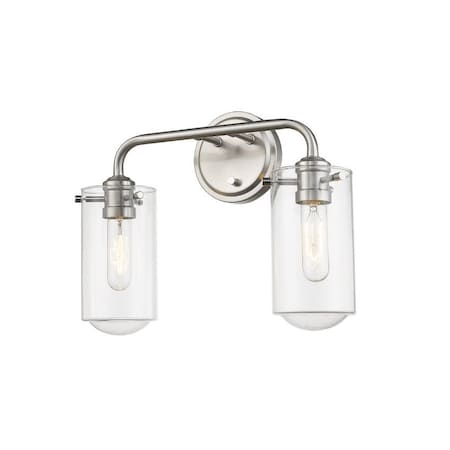 Z-Lite Delaney 2 Light Vanity, Brushed Nickel & Clear 471-2V-BN